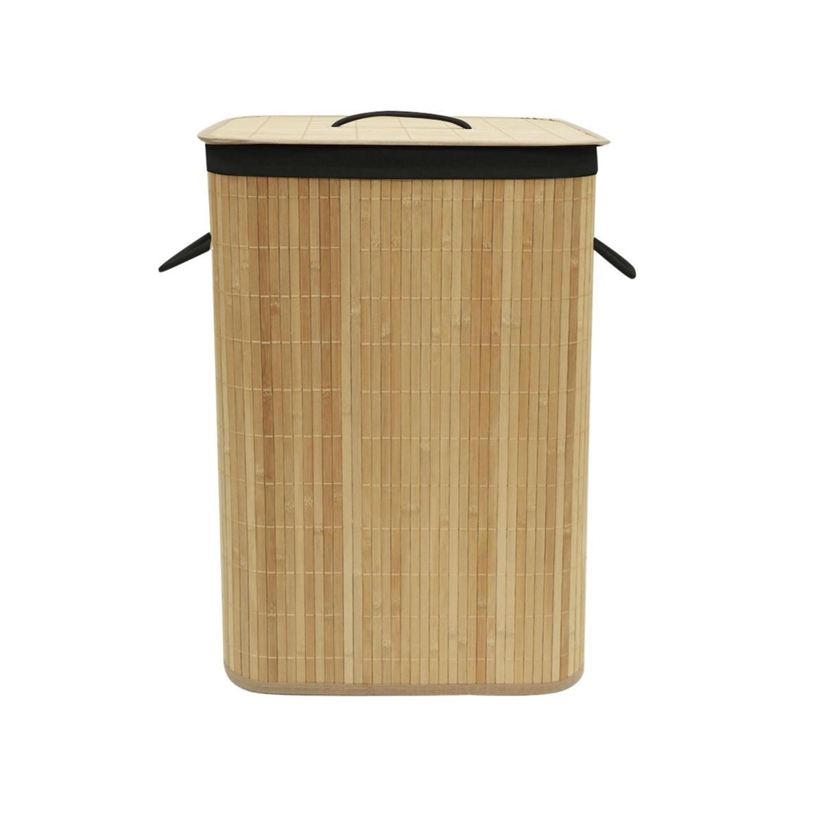 Cesto de bambú con tapa y forro negro 40x30x60cm