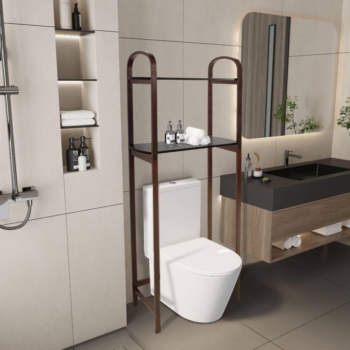 Ahorra espacios 2 niveles bambú repisa negra