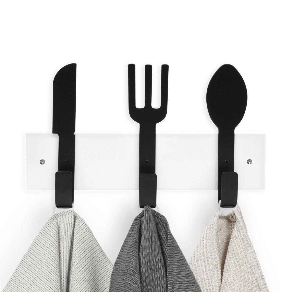 Perchero de pared con figura de cubiertos