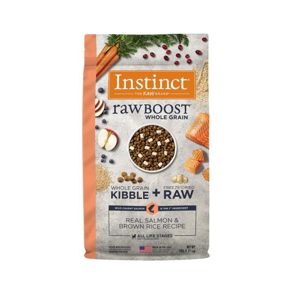 INSTINCT RAW BOOST WHOLE GRAIN ALIMENTO PARA PERROS CON CARNE REAL LIOFILIZADA DE SALMÓN 9 KG