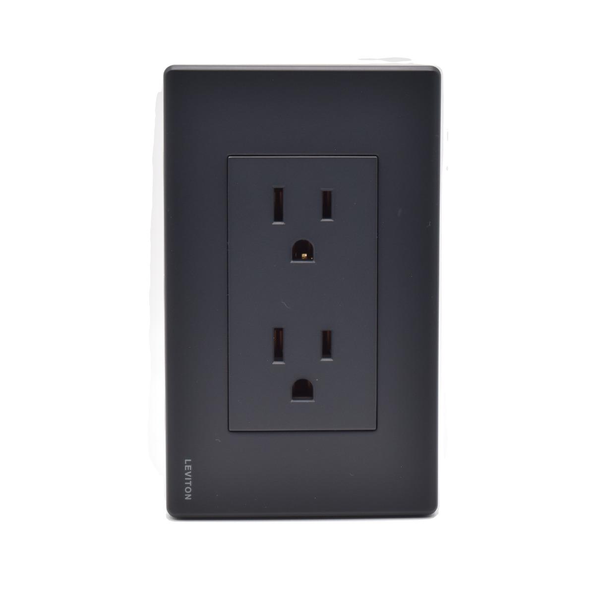 Contacto dúplex negro con placa stalo