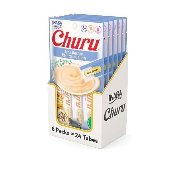 INABA PREMIOS PARA GATO CHURU SABOR ATÚN CREMOSO 4 TUBOS DE 14 GR C/U