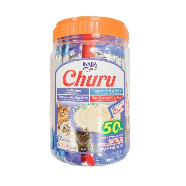 INABA CHURU PREMIOS PARA GATO MIX RECETAS DE ATÚN DELICIOSO PURÉ CREMOSO BAJO EN CALORÍAS 50 PIEZAS