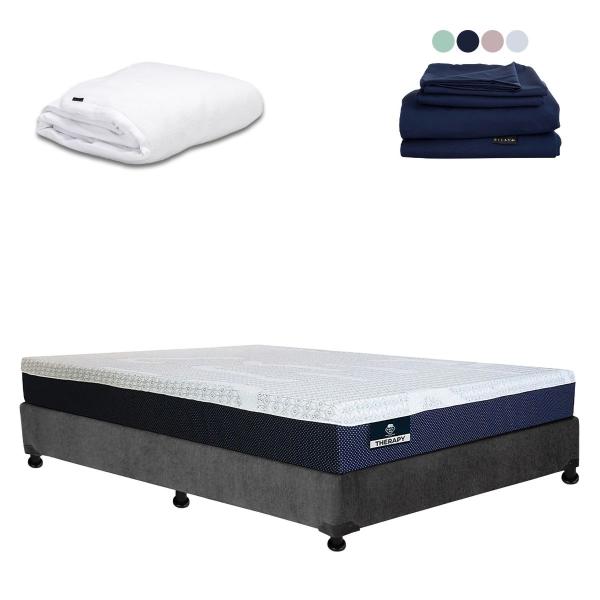 COLCHÓN MATRIMONIAL SPRING AIR THERAPY + BOX + PROTECTOR + SÁBANAS