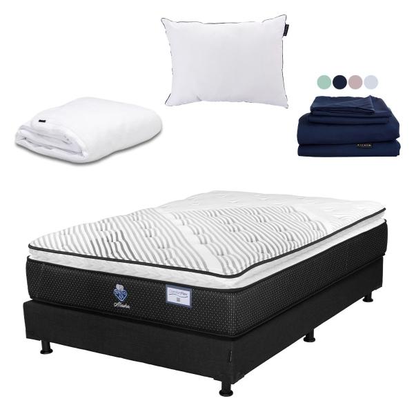 COLCHÓN MATRIMONIAL SPRING AIR + BOX + ALMOHADA + PROTECTOR + SÁBANAS