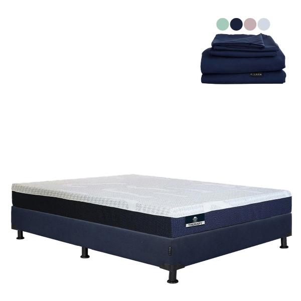 COLCHÓN MATRIMONIAL SPRING AIR THERAPY + BOX + SÁBANAS