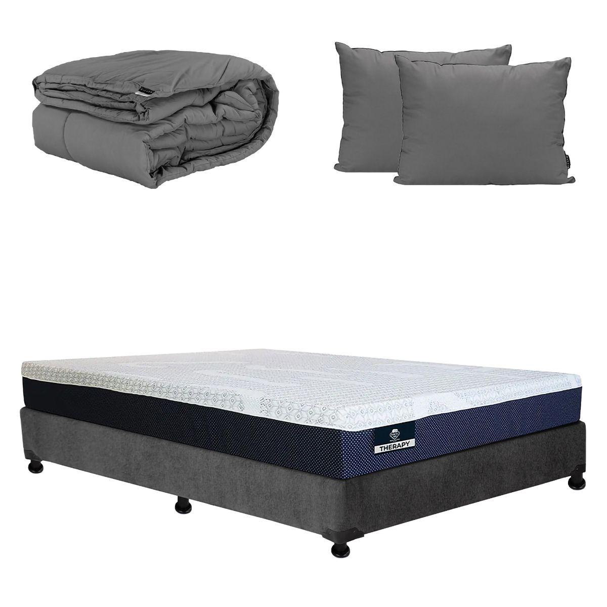 Colchón matrimonial spring air therapy + box + 2 almohadas + edredón