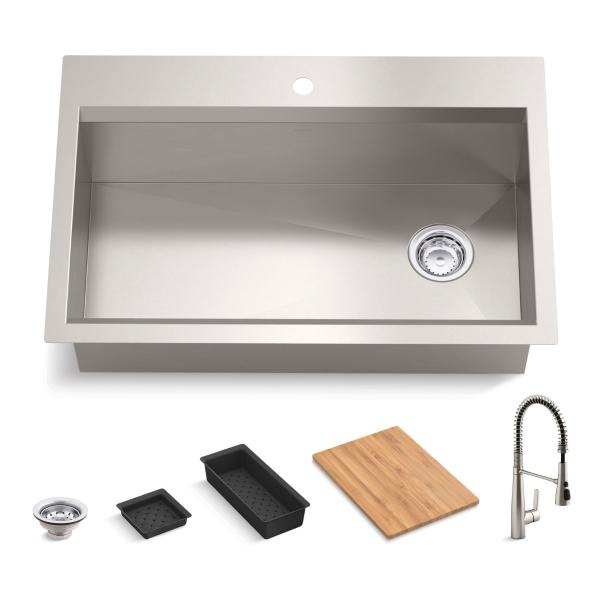 TARJA KOHLER LASSEN TODO EN UNO ACERO INOXIDABLE 33" 1 TINA