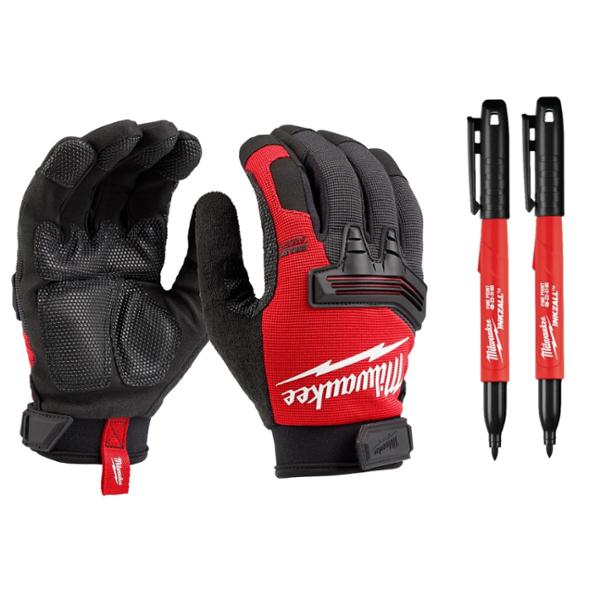COMBO GUANTES DE DEMOLICION TALLA M Y DOS MARCADORES INKZALL DE PUNTO FINO COLOR NEGRO