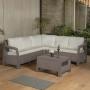 SALA DE EXTERIOR JARDIN TERRAZA LOUNGE EN L ESQUINERA TIPO RATAN ESTRUCTURA TAUPE MQ