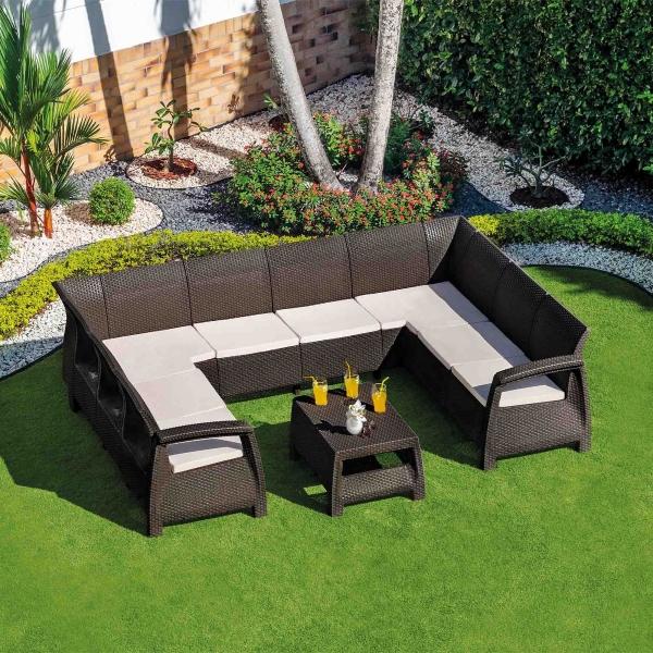 SALA DE EXTERIOR JARDIN TERRAZA LOUNGE EN C TIPO RATAN ESTRUCTURA WENGUE MQ