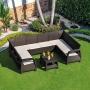 SALA DE EXTERIOR JARDIN TERRAZA LOUNGE EN C TIPO RATAN ESTRUCTURA WENGUE MQ