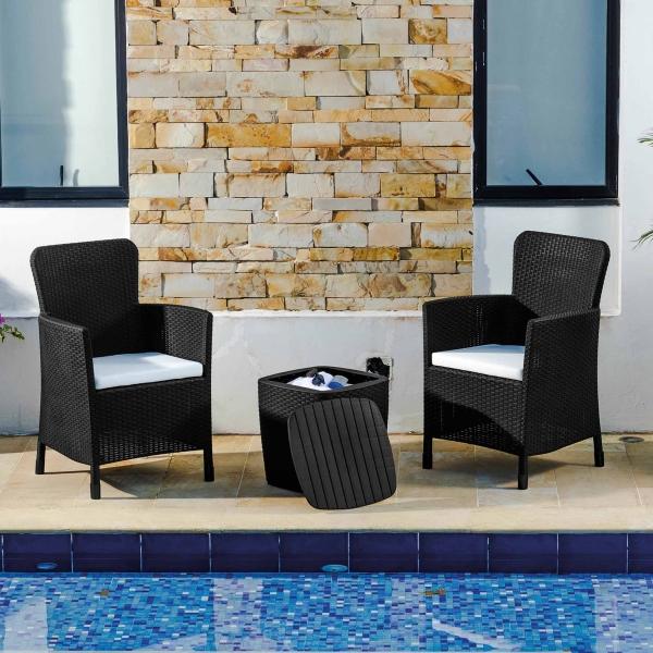 SALA EXTERIOR PARA JARDIN TERRAZA BALCÓN TIPO RATTAN 3 PIEZAS + COJINES COLOR WENGUE MQ