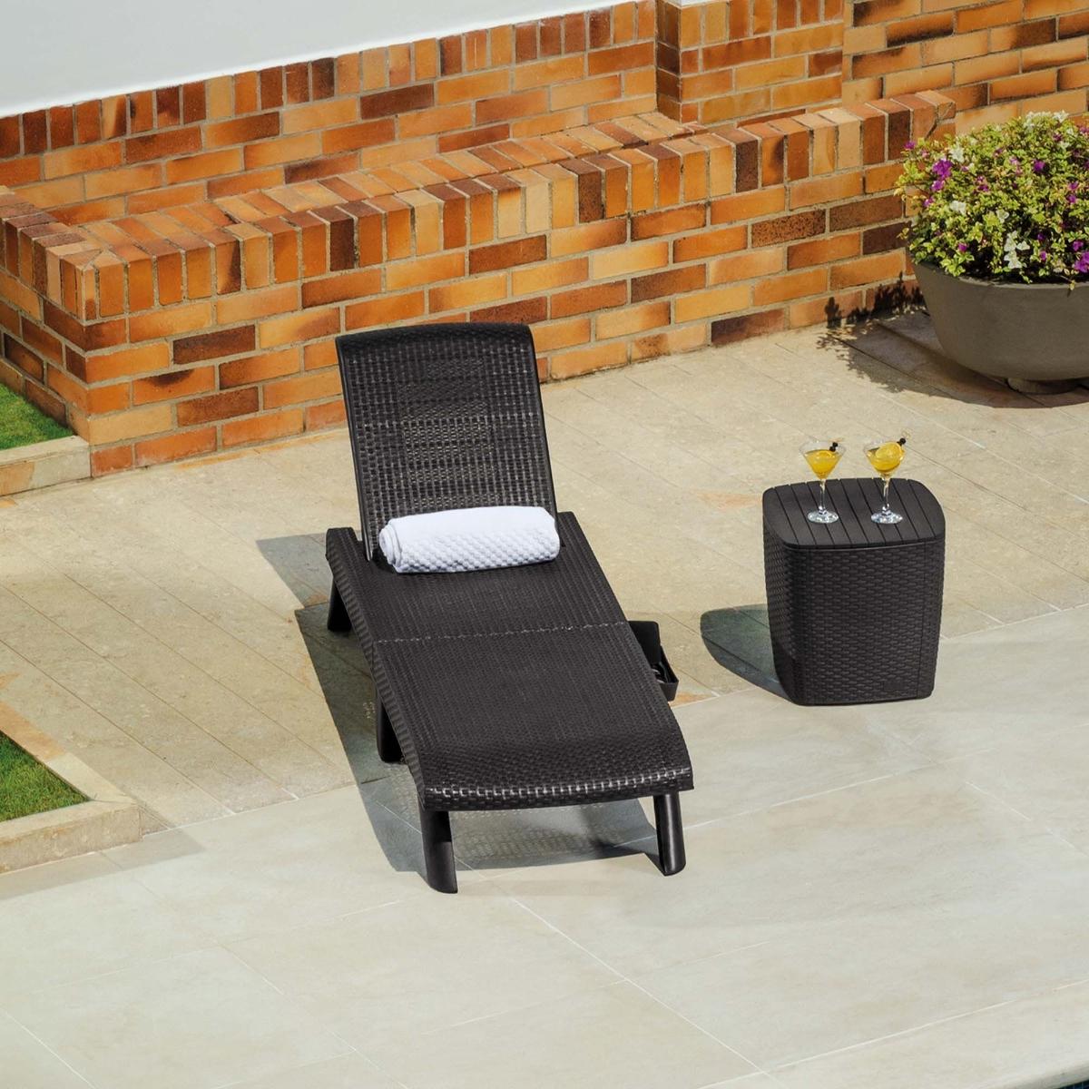 Camastro plegable portátil mq apariencia tipo rattán color wengue