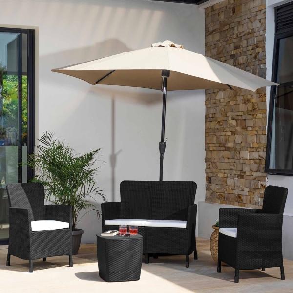 SALA EXTERIOR PARA JARDIN TERRAZA BALCÓN TIPO RATTAN 4 PUESTOS COLOR WENGUE CAPRI MQ