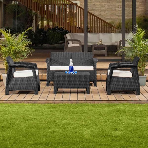 SALA COMFORT MQ DE BALCÓN JARDÍN TERRAZA Y LOUNGE 4 PUESTOS TIPO RATTÁN WENGUE