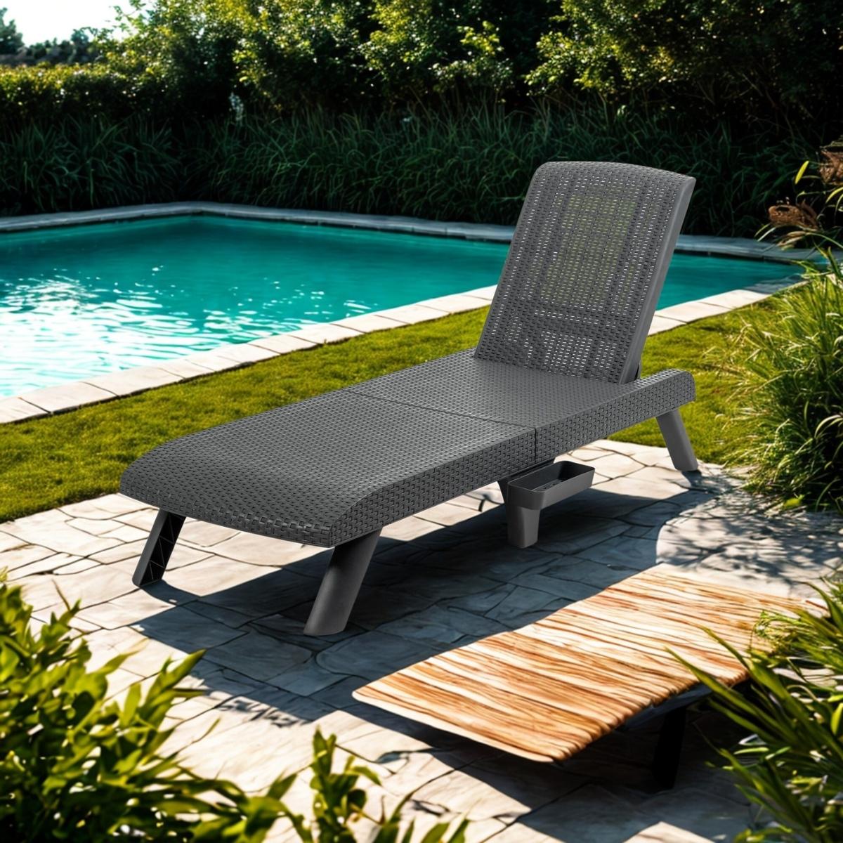 Camastro plegable portátil mq apariencia tipo rattán color gris