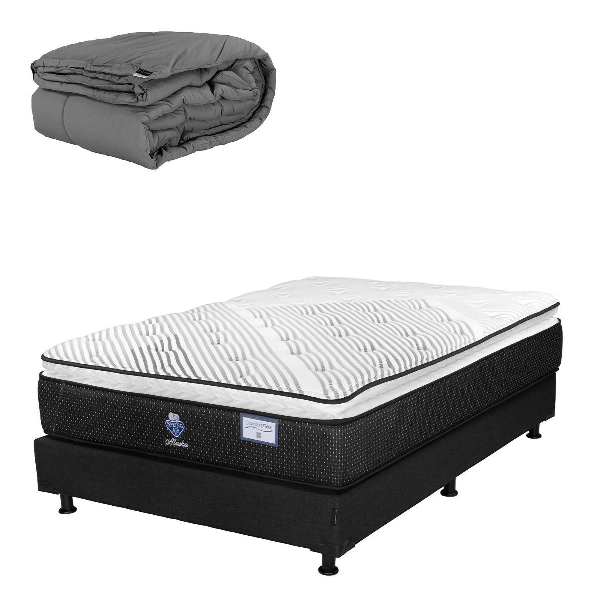 Colchón queen size spring air alaska + box + edredón