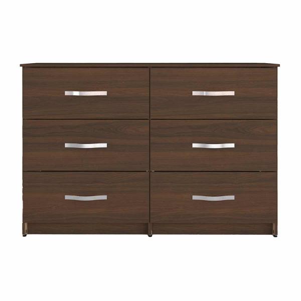 PLAYCON COMODA PARIS CAJONERA MULTIUSOS 6 CAJONES CREDENZA PARA ROPA NOGAL TOUCH