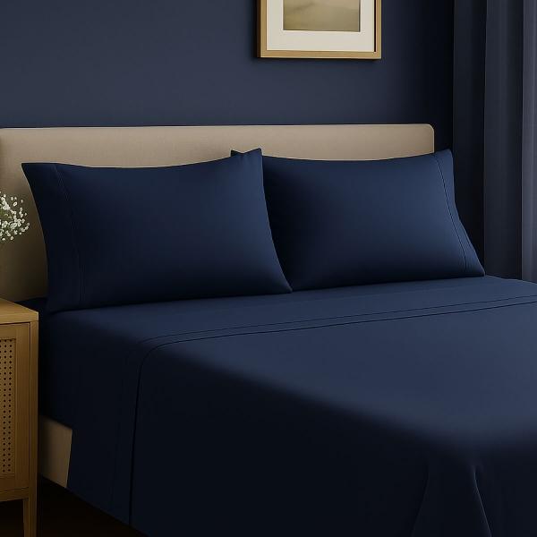 SÁBANAS QUEEN SIZE DICASA SOFTY AZUL MARINO