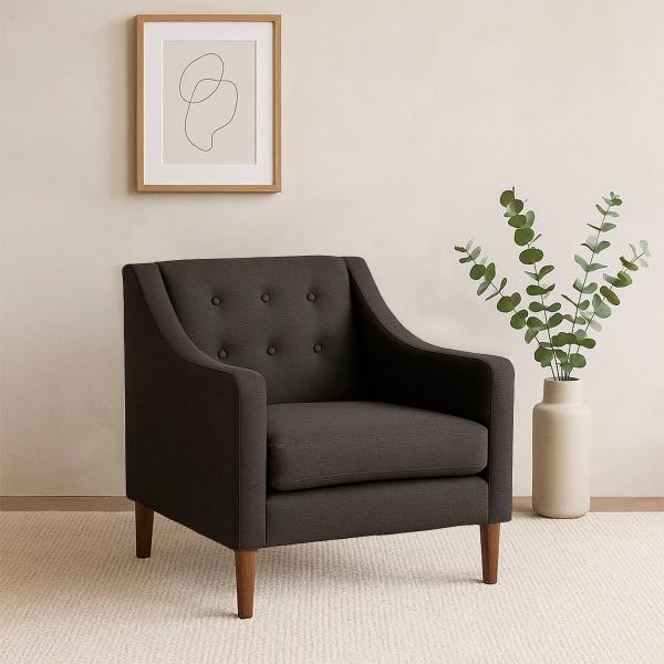 SILLÓN MILTON DE MADERA DE PINO Y MDF NEGRO
