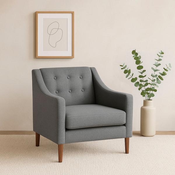 SILLÓN MILTON DE MADERA DE PINO Y MDF GRIS OSCURO