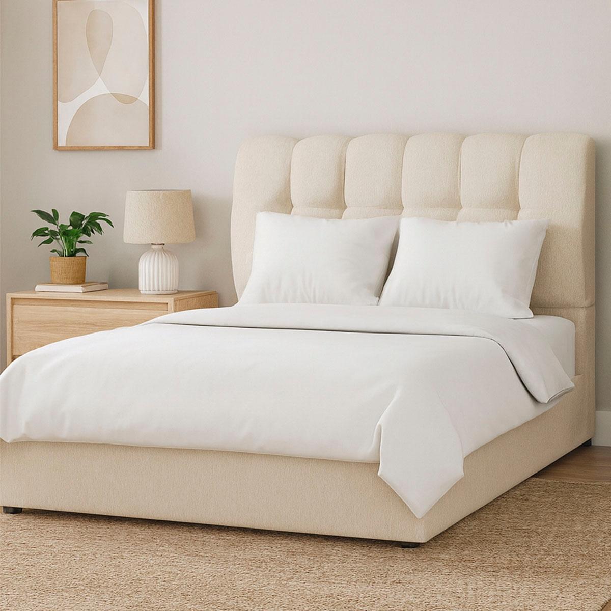 Cabecera queen size nube beige + base cama
