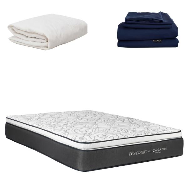 COLCHÓN QUEEN SIZE TRINI + PROTECTOR + SÁBANAS