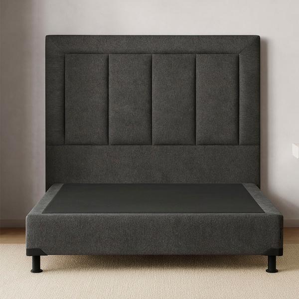 CABECERA QUEEN SIZE DICASA DAVOS COLOR GRIS + BOX + ROPA DE CAMA