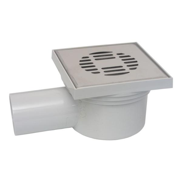 COLADERA DE PVC DE 11 X 11 CM CON REJILLA DE ACERO INOXIDABLE