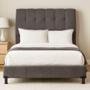 CABECERA QUEEN SIZE DICASA NUBE COLOR GRIS + BOX + ROPA DE CAMA