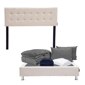 CABECERA MATRIMONIAL DICASA BILBAO COLOR BEIGE + BOX + ROPA DE CAMA