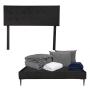 CABECERA MATRIMONIAL DICASA BILBAO COLOR NEGRO + BASE SLIM + ROPA DE CAMA
