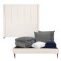 CABECERA QUEEN SIZE DICASA NIZZA COLOR BEIGE + BASE SLIM + ROPA DE CAMA