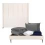 CABECERA MATRIMONIAL DICASA NIZZA COLOR BEIGE + BASE SLIM + ROPA DE CAMA