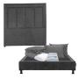 CABECERA INDIVIDUAL DICASA DAVOS COLOR GRIS + BOX + ROPA DE CAMA