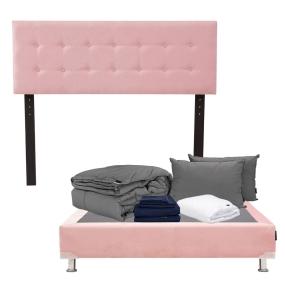 CABECERA MATRIMONIAL DICASA BILBAO COLOR ROSA +BOX +ROPA DE CAMA