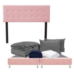 CABECERA KING SIZE DICASA BILBAO COLOR ROSA +BOX +ROPA DE CAMA