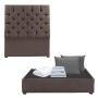CABECERA INDIVIDUAL DICASA CAPRI CAFÉ + BASE CAMA + 2 ALMOHADAS+ PROTECTOR + SÁBANAS