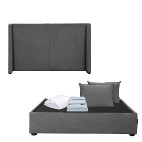 CABECERA INDIVIDUAL DICASA MILAN COLOR GRIS + BASE CAMA + 2 ALMOHADAS + PROTECTOR + SÁBANAS