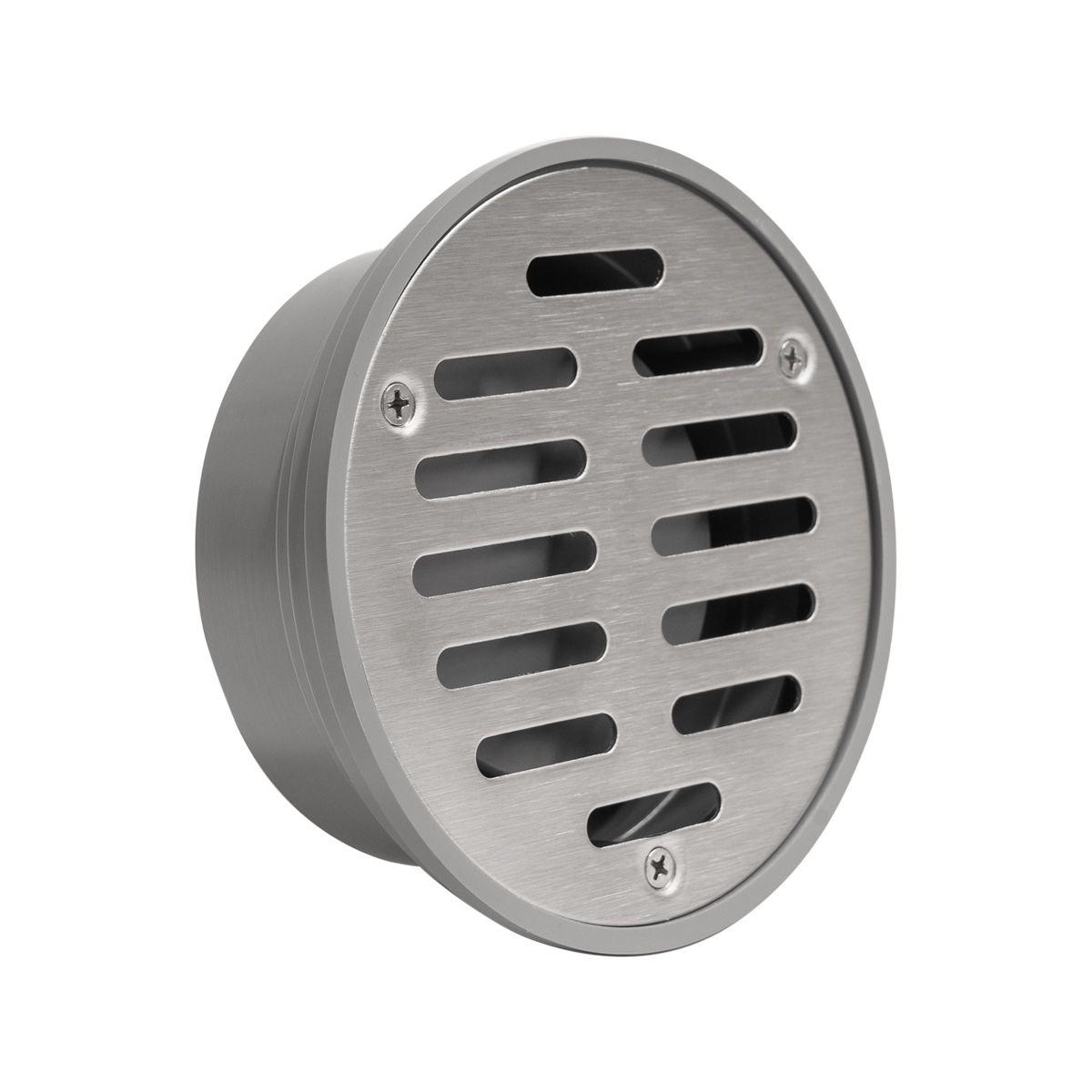 Coladera universal gris con rejilla de acero inoxidable