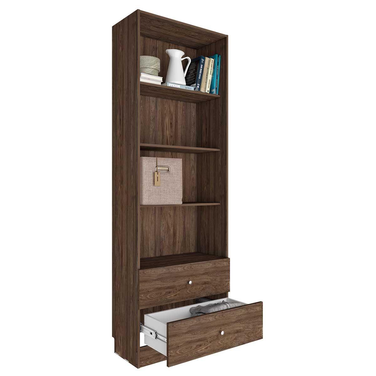 Estante multiusos 2 cajones color nogal