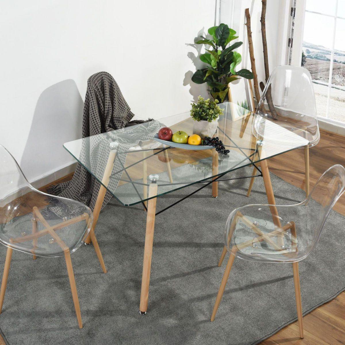 Mesa comedor zappa de vidrio 120 x 70 x 72 cm claro