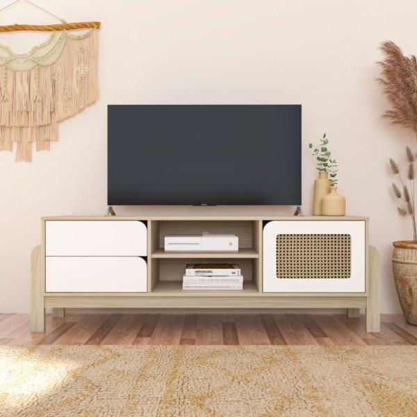 MUEBLE PARA TV NATURE MADERA NATURAL CON BLANCO