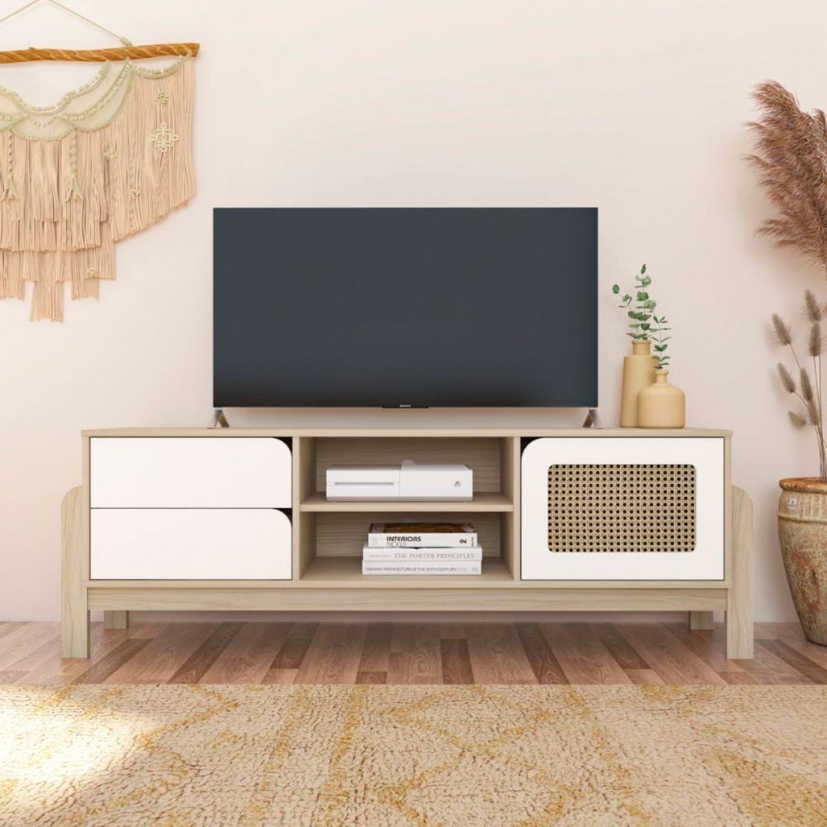 Mueble para tv nature madera natural con blanco