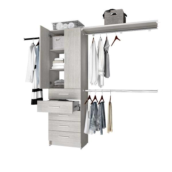 CLOSET 5 CAJONES CON PUERTAS Y MALETERO COLOR BLANCO NORDICO