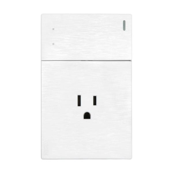 PLACA PLANA CON 1 INTERRUPTOR DE ESCALERA Y 1 CONTACTO DE 1.5 MÓDULOS FLAT BLANCA
