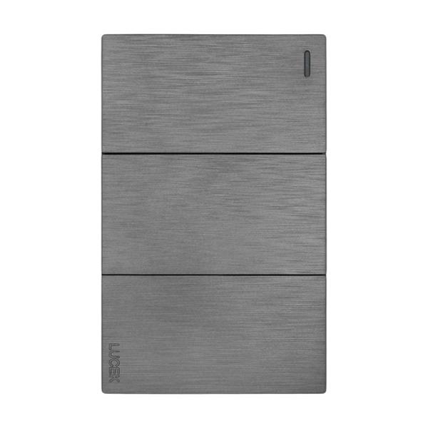 PLACA PLANA CON 3 INTERRUPTORES SENCILLOS DE 1 MÓDULO FLAT PLATA