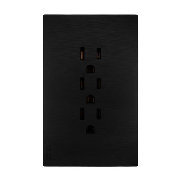 PLACA PLANA CON 3 CONTACTOS DE 1 MÓDULO FLAT NEGRA