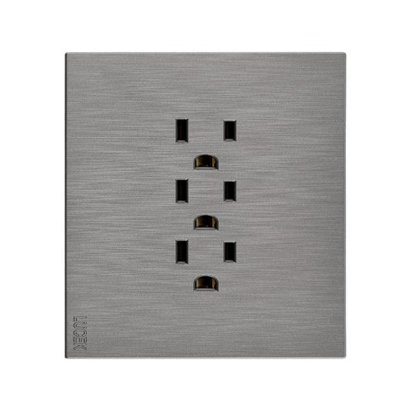 PLACA PLANA CON 3 CONTACTOS DE 1 MÓDULO FLAT PLATA